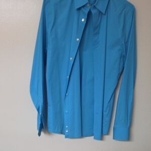 Express Men's Turquoise Blue Long-Sleeve Dress Shirt